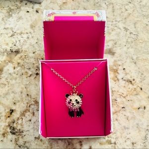 RARE Betsey Johnson Designed Crystal Panda Necklace ✨ Y2K VTG Original Gift Box